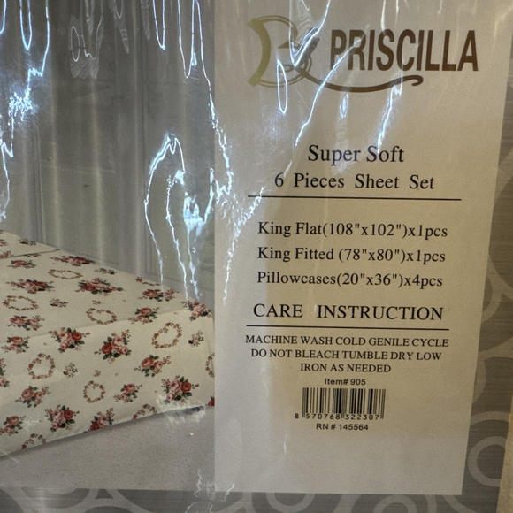 Priscilla Bamboo 2000 Thread CT Super Soft 6 Pieces Sheet Set-King - Picture 6 of 11